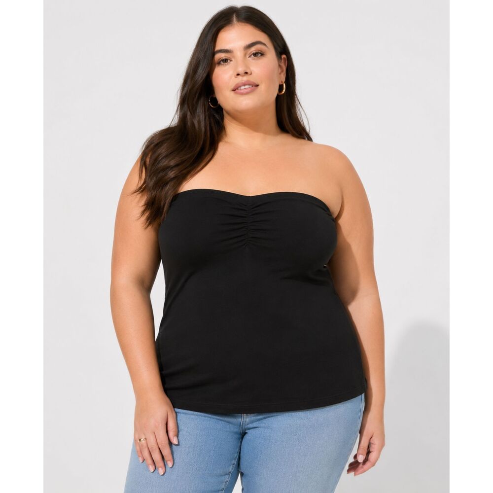 Torrid Foxy Sweetheart Tube Top Size 0 Large 12 Black Stretch Minimalist NWT